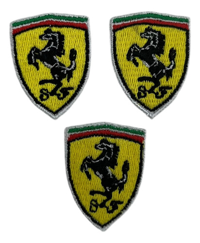 Patch Bordado Carros Ferrari Logo 3 Peças 30x4cm