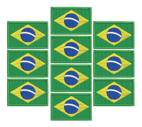 Patch Bordado Bandeiras Bandeira Brasil 10 Peças 4,5x3cm