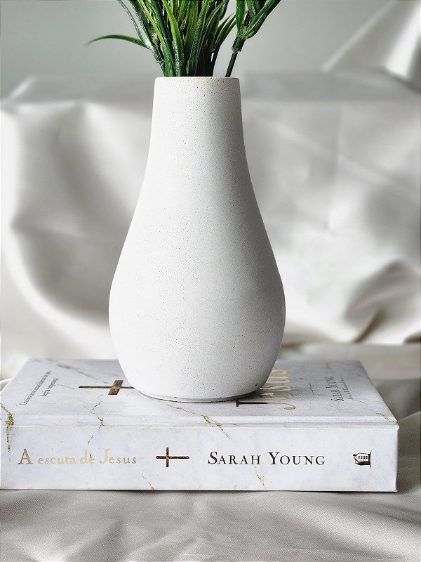 Vaso Minimalista Alice - Em Cimento Branco - OffW