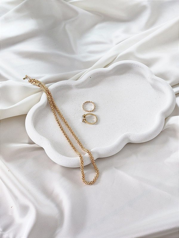 Bandeja Nuvem  em Cimento Branco- Offw