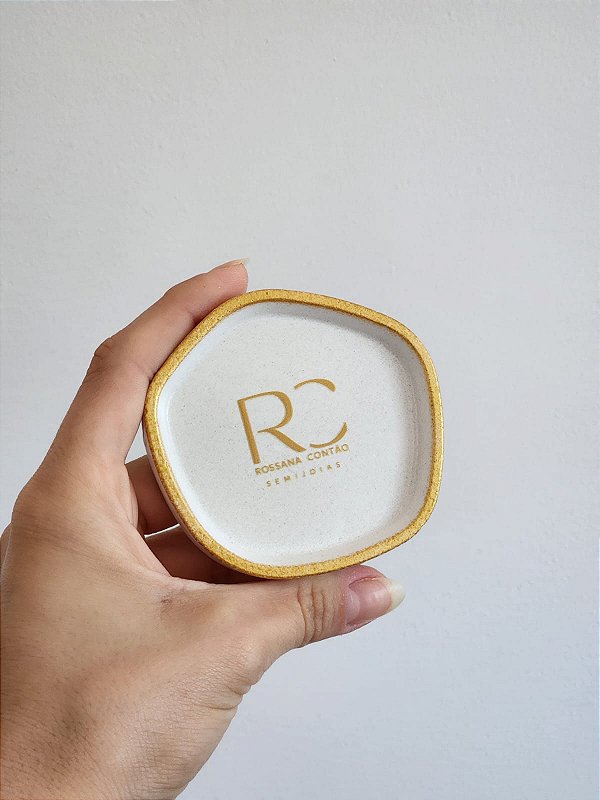 Mini Porta Joias do dia Orgânico- em Cimento Branco- PERSONALIZÁVEL ESCRITA + BORDA