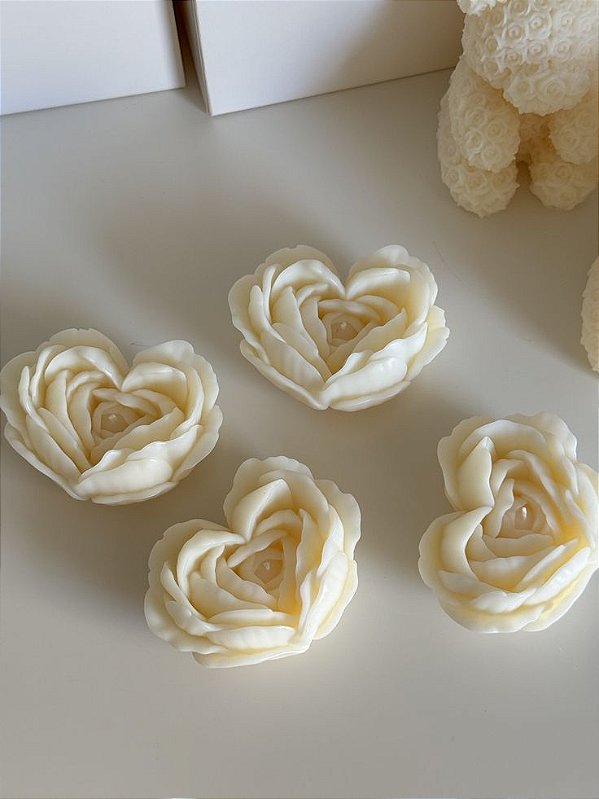 10 Mini Velas Coração em flor - Aromática- embaladas no saquinho tule