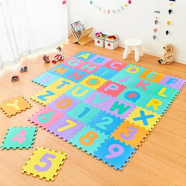 Kit Piso De Borracha Infantil Alfabeto Completo+numero 36 peças