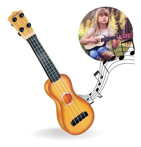 Brinquedo Violao Ukulele Criança Acustico Corda Nylon Marrom