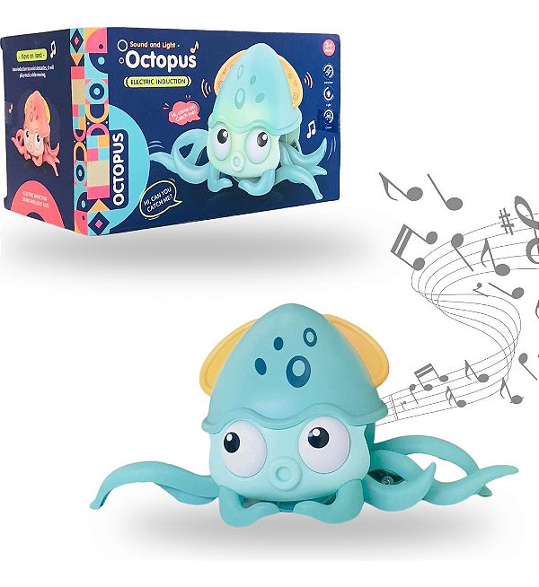 Brinquedo Polvo Fujão Toca Música Sensor Indução Robô