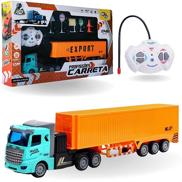 Caminhão Carreta Container Recarregável Brinquedo Controle Remoto