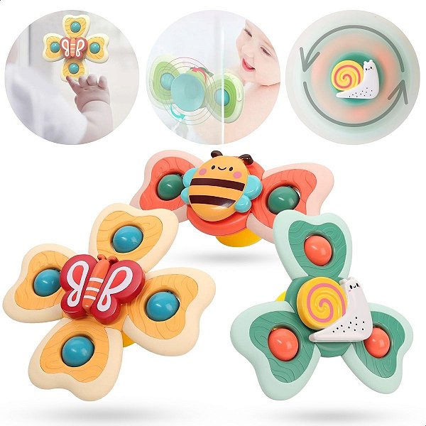Brinquedo Com Ventosa Para Bebês Gruda No Vidro Kit 3 Peças