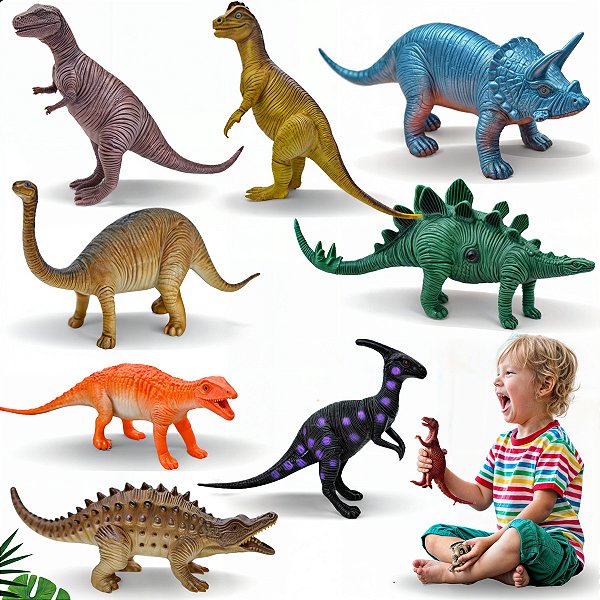 Dinossauro Kit 8 Unidades Brinque Dino Grande