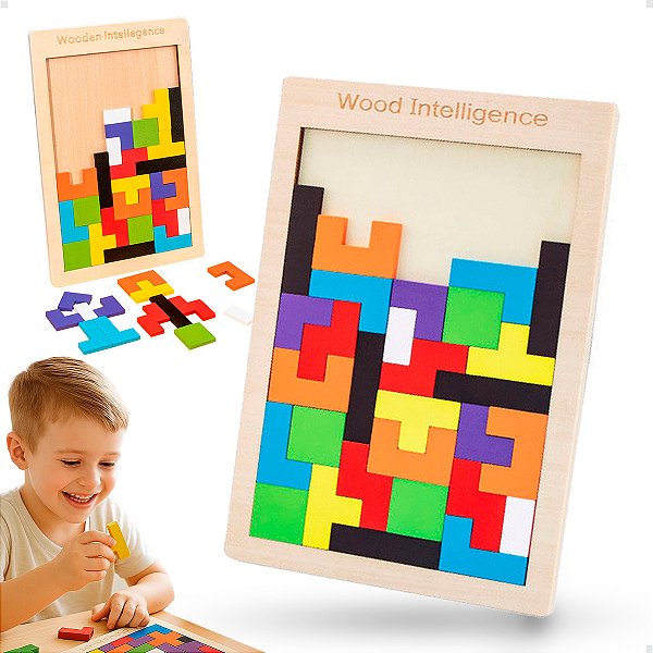 Brinquedo Encaixe Madeira Tetris Montessori Educativo Baby
