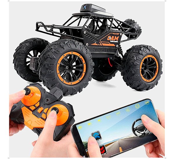 Carrinho Controle Remoto Câmera Wifi Off Road Foto Filma Cor Pretobabyland