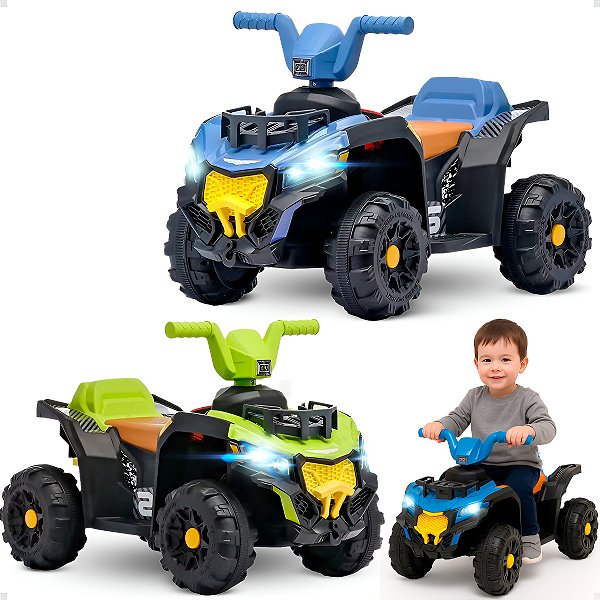 Mini Quadriciclo Elétrico Babyland 6v Luz Música Azul Bivolt