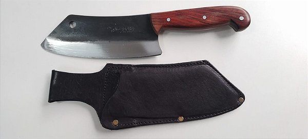 CUTELO RÚSTICO 07" GAÚCHA AÇO CARBONO / CABO MADEIRA NOBRE / BAINHA DE COURO