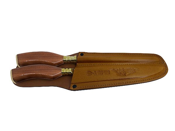 KIT INOX 09 POL. COQUEIRO / CABOS CURVADOS / BAINHA COURO