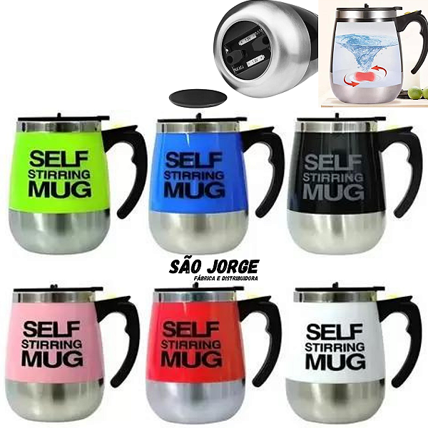 Caneca Elétrica Shake Inox 400ml Self Stirring Mug Mixer Misturador Copo Café