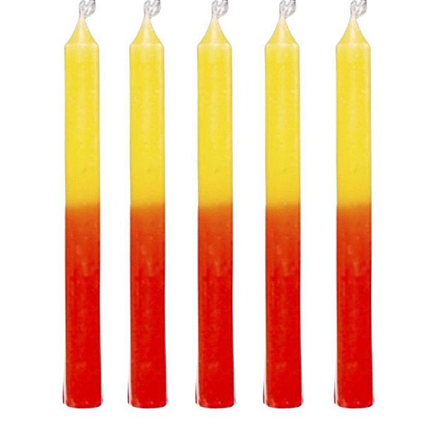 1 Kg De Velas Palito Bicolor Amarela e Vermelha 18cm - Velas por Quilo Parafina 100% Pura Fábrica de Velas São Jorge