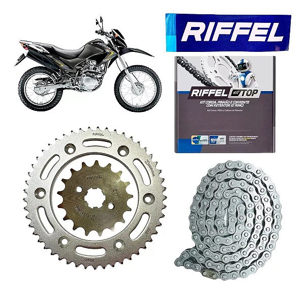 KIT RELAÇÃO TITANIUM COROA, PINHÃO E CORRENTE C/RETENTOR