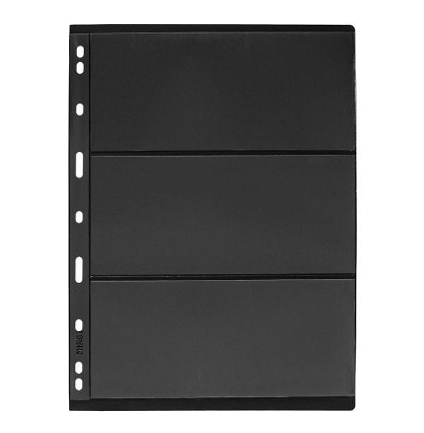 Kit 10 Folhas para Cédulas 28x21 Fundo Preto Acetato 3 Espaços