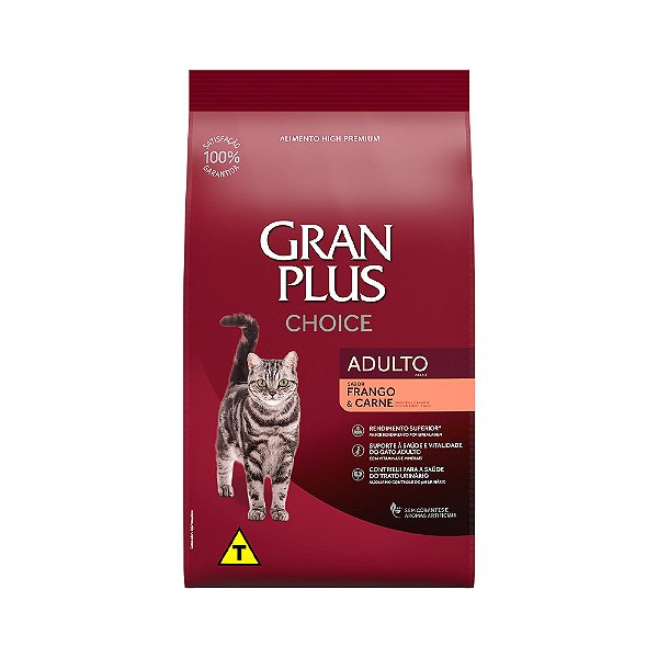 RAÇÃO GRANPLUS 10,1KG GATOS ADULTOS CHOICE FRANGO E CARNE