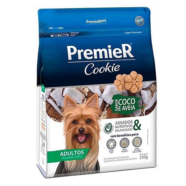 BISCOITO Premier 250G COOKIE CÃES ADULTOS  MINI BITS COCO