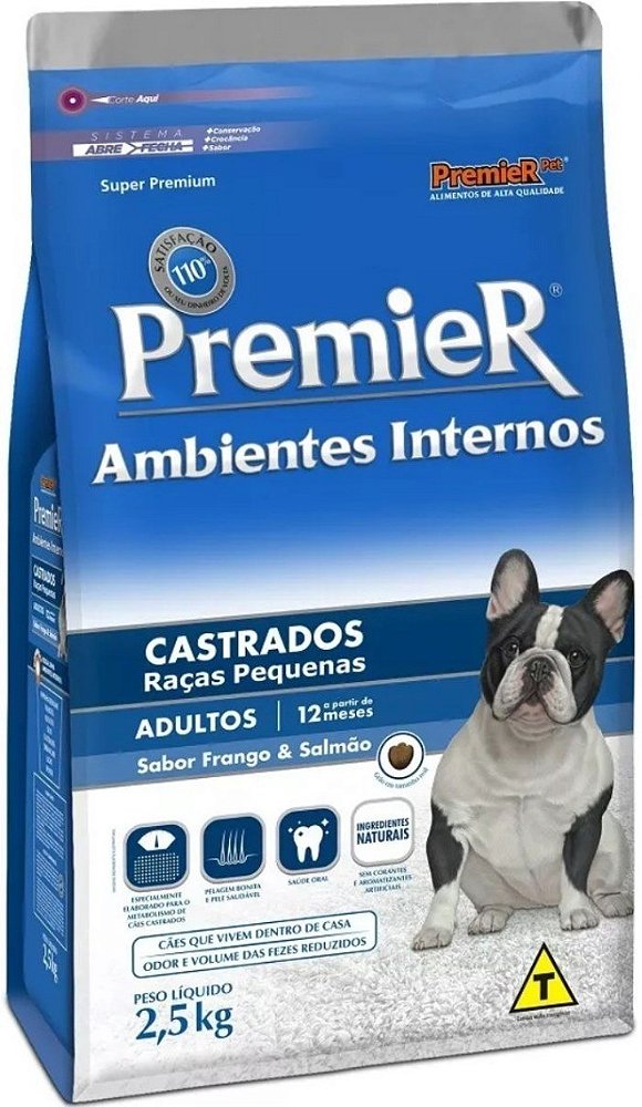 RAÇÃO Premier AMBIENTES INTERNOS 2,5KG CÃES ADULTOS  CAST