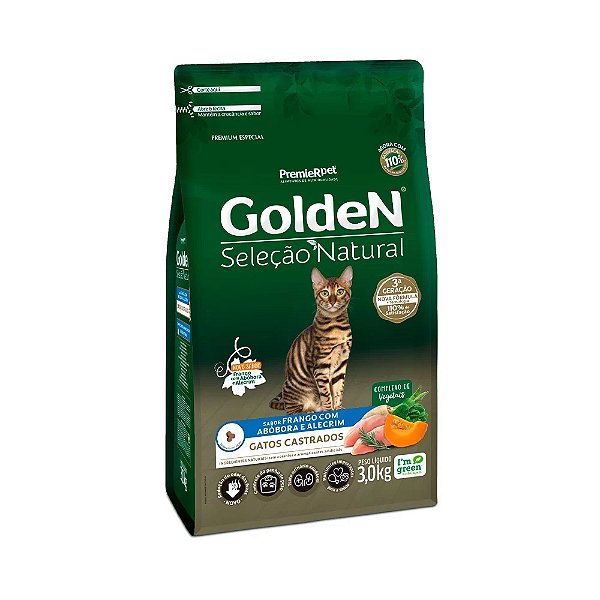 RAÇÃO Golden 3KG GATOS ADULTOS CASTRADOS NAT. ABOB