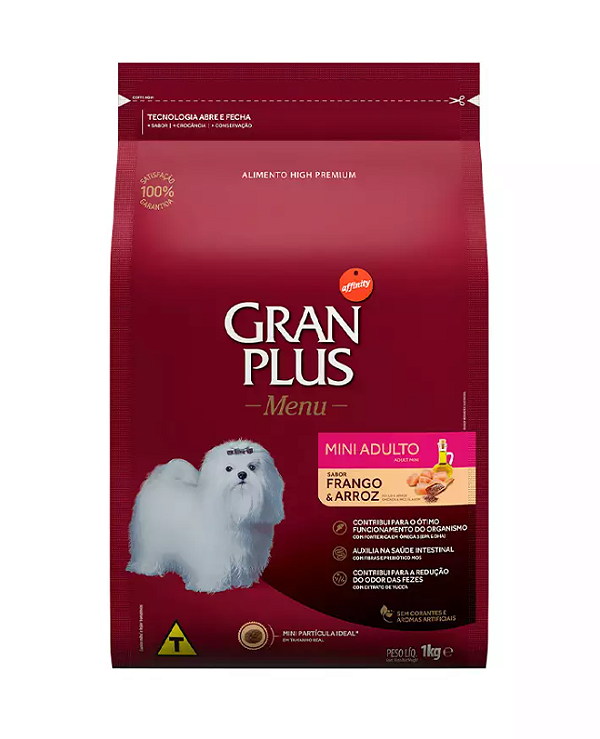 RAÇÃO GRANPLUS 1KG CÃES FILHOTE MINI FRANGO E ARROZ