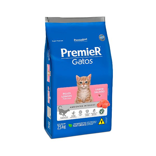 RAÇÃO Premier AMBIENTES INTERNOS 7,5KG GATOS FILHOTE PL SAL