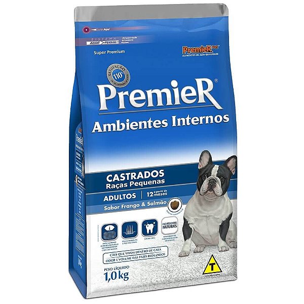 RAÇÃO Premier AMBIENTES INTERNOS 1KG CÃES ADULTOS  CAST