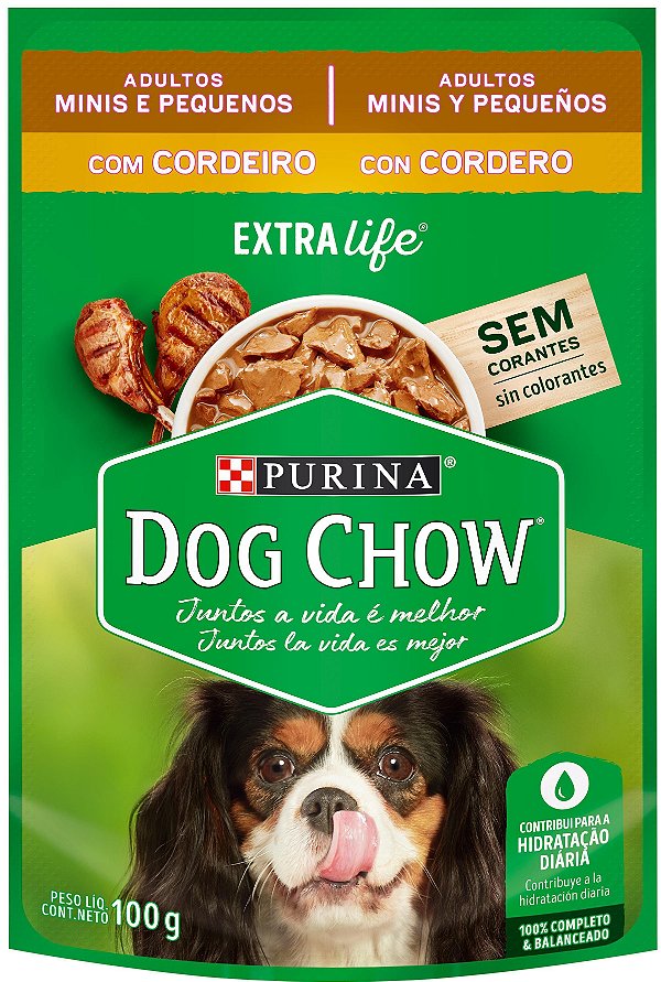 Ração Úmida DOG CHOW CÃES ADULTOS  Minis e Pequenos Cordeiro 100g