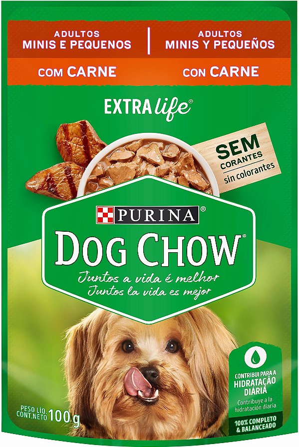 Ração Úmida DOG CHOW CÃES ADULTOS  Minis e Pequenos Carne 100g