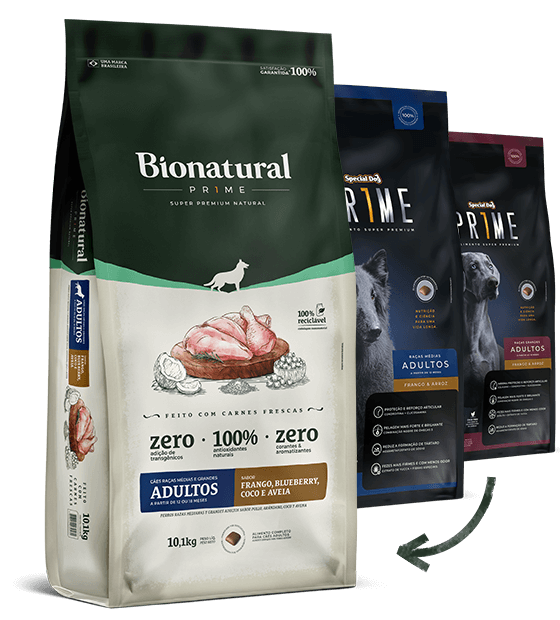 Ração Bionatural Prime Cães de Raças Médias e Grandes Adultos Frango 20kg