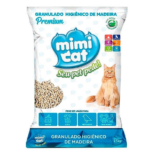 Mimi Cat 15kg - Granulado Higiênico de Madeira