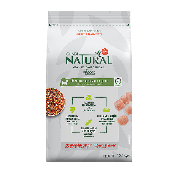 RAÇÃO GUABI NATURAL 10,1KG CÃES ADULTOS  MINI/PEQUENO OBESOS