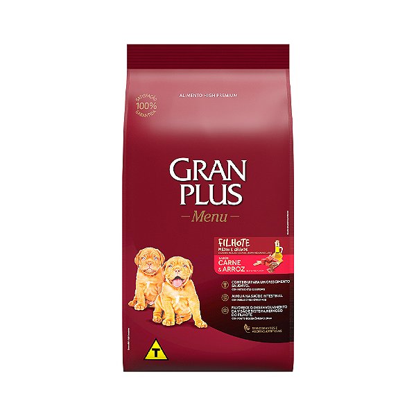 RAÇÃO GRANPLUS 15KG CÃES FILHOTES CARNE/ARROZ