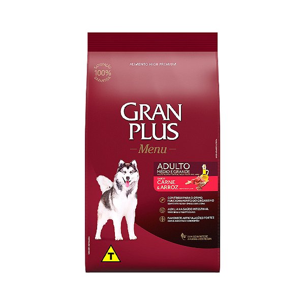 RAÇÃO GRANPLUS 15KG CÃES ADULTOS CARNE/ARROZ