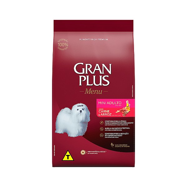 RAÇÃO GRANPLUS 1KG CÃES MINI CARNE E ARROZ