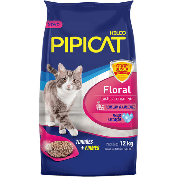 Areia Higiênica Pipicat Floral Para Gatos 12kg