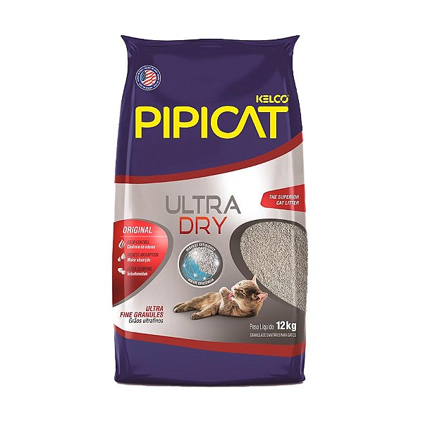 Areia Higiênica Pipicat Ultra Dry Para Gatos 12kg