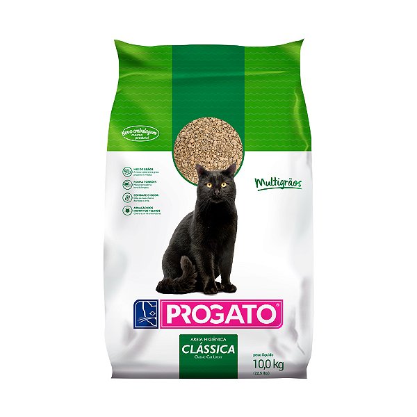 Areia Higiênica Progato Clássica Multigrãos Para Gatos 10kg