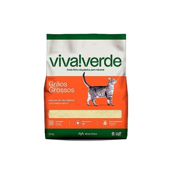 Areia Higiênica Petfive Viva Verde Grãos Grossos Para Gatos 4kg