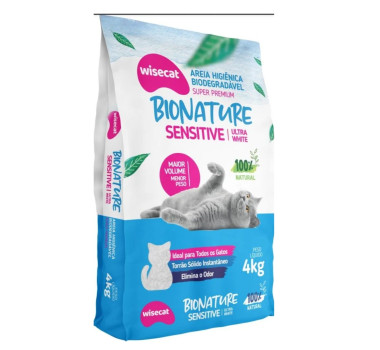 Granulado Higiênico Wisecat Bionature Sensitive Para Gatos 4kg