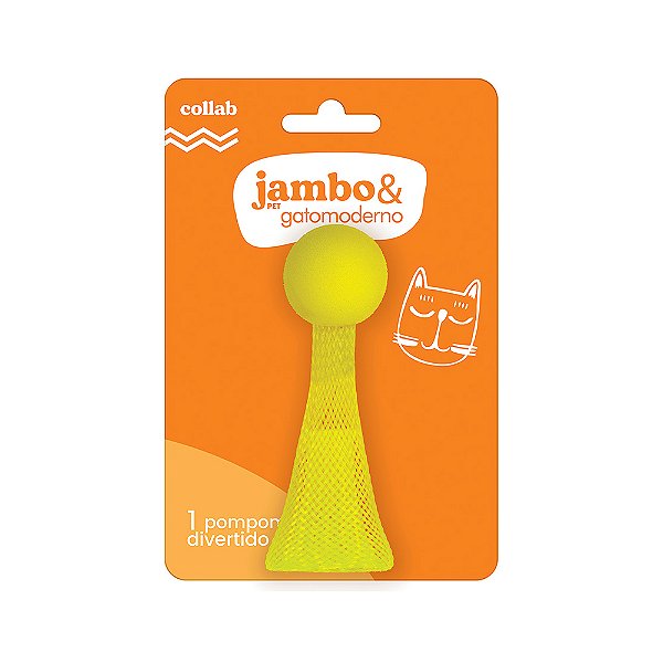 BRINQUEDO GATO MODERNO POMPOM AMARELO
