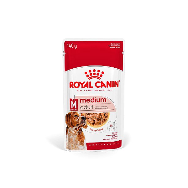 Ração Úmida Royal Canin Medium Adult para Cães Adultos de Raças Médias 140g (Sachê)
