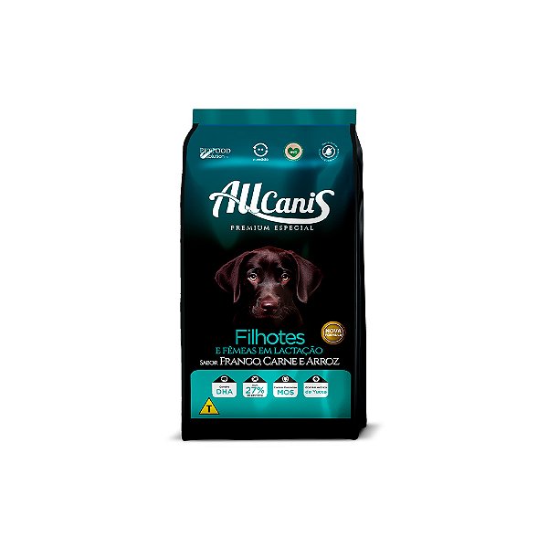 Ração Allcanis Frango, Carne e Arroz para Cães Filhotes 10,1kg