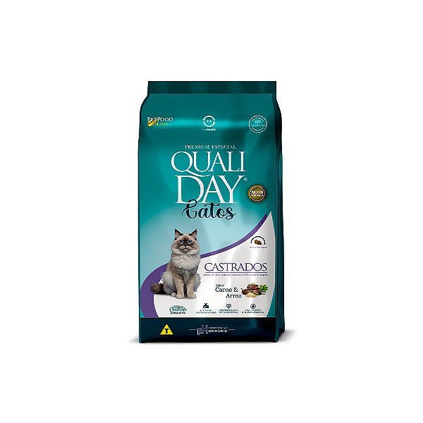 Ração Qualiday Carne para Gatos Castrados 2,5kg
