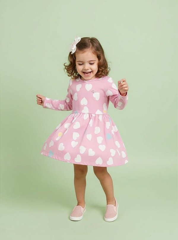 Vestido manga longa infantil menina Brandili