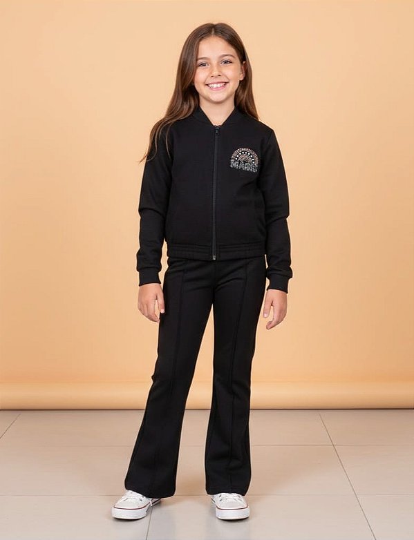 Conjunto Jaqueta e calça Flare menina