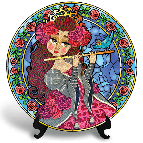 Flautista (Azulejo Redondo)