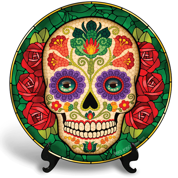 Caveira Mexicana (Azulejo Redondo)
