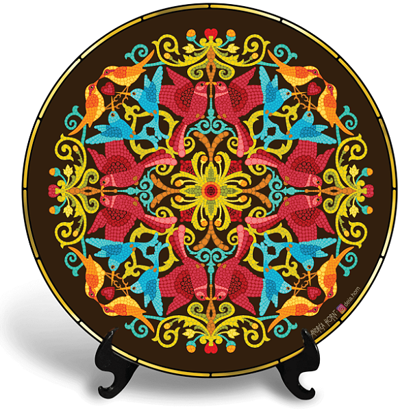 Mandala Passarinheira (Azulejo Redondo)